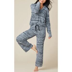 Softies Women's Heather Black Marshmallow Johnny Collar Lounge Set Size L